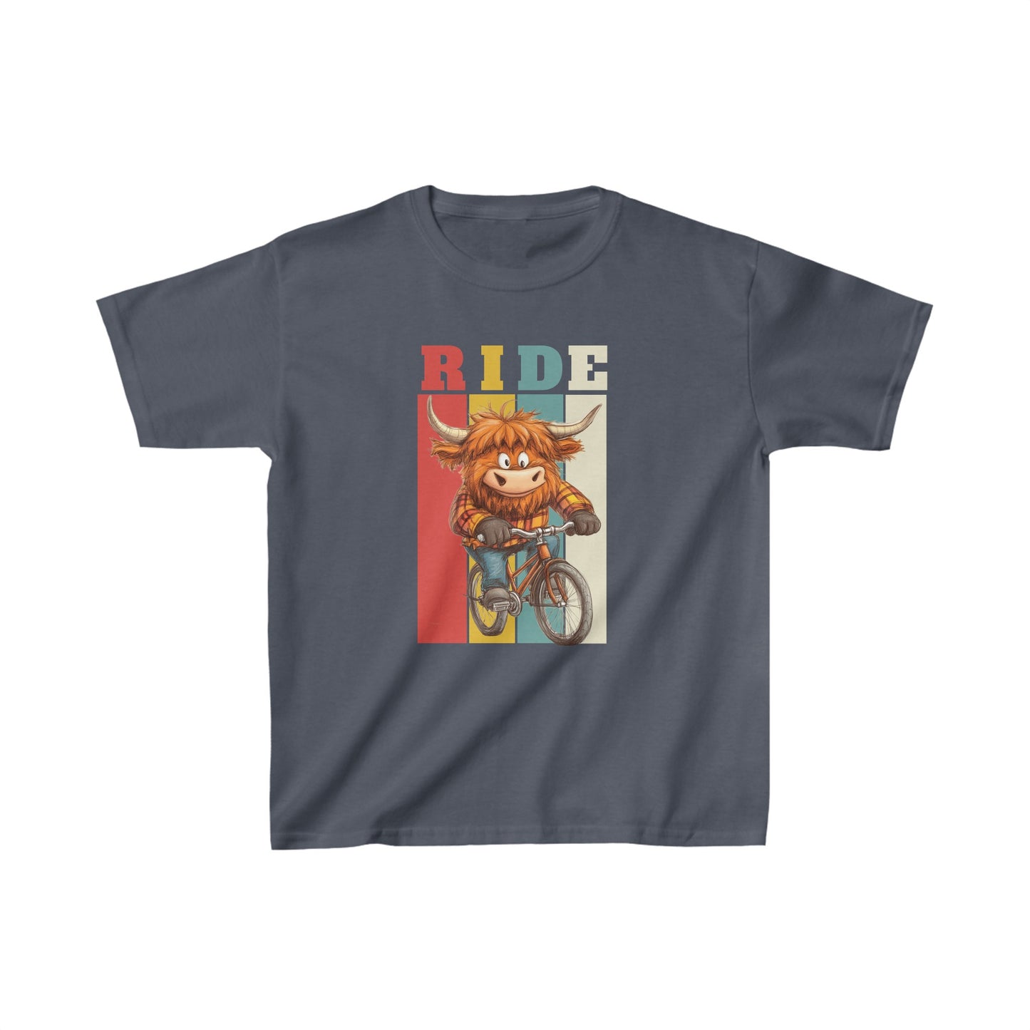 "RIDE" Cow on Bicycle Kids Tee