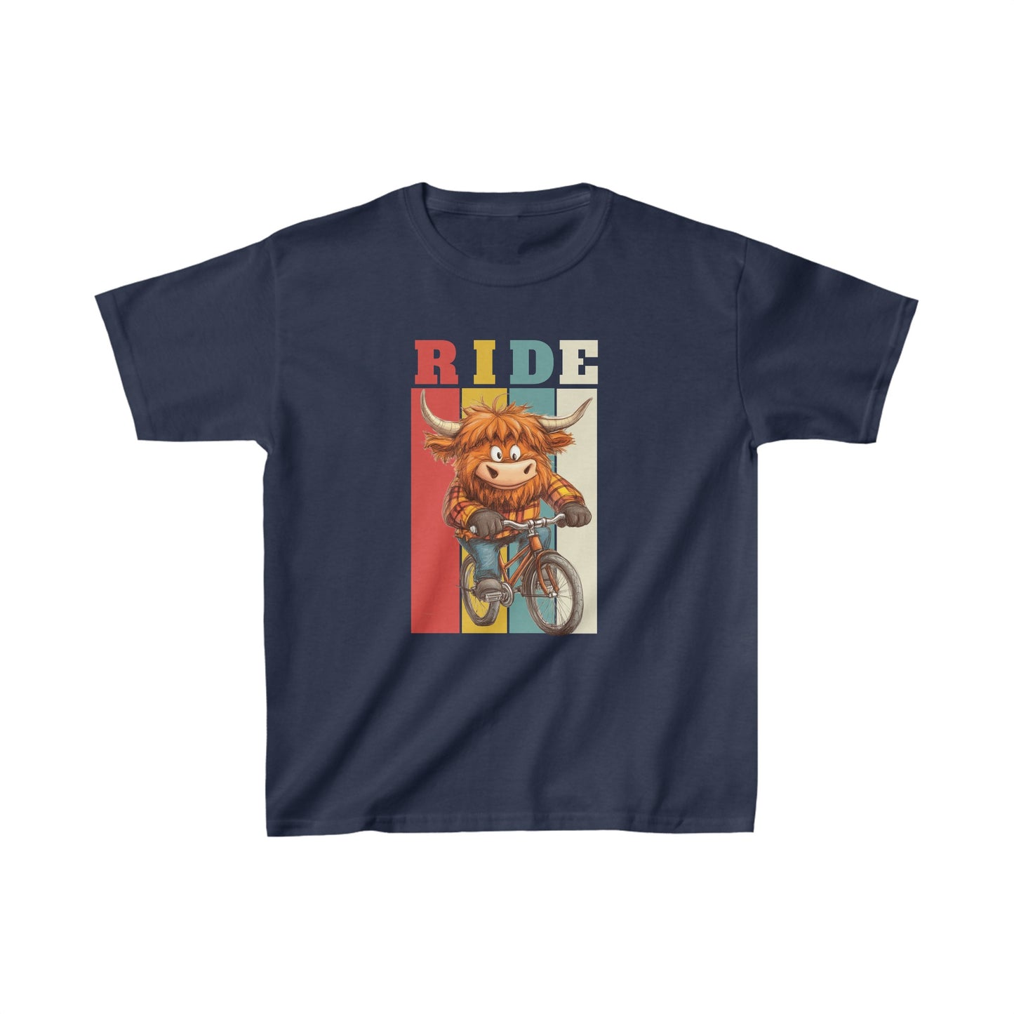 "RIDE" Cow on Bicycle Kids Tee