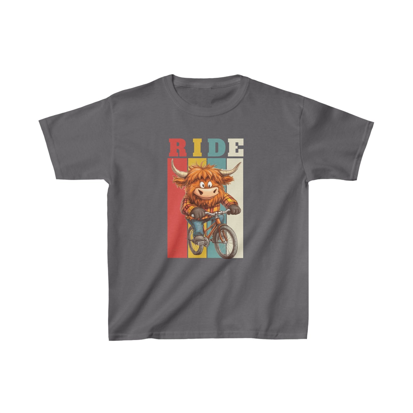 "RIDE" Cow on Bicycle Kids Tee