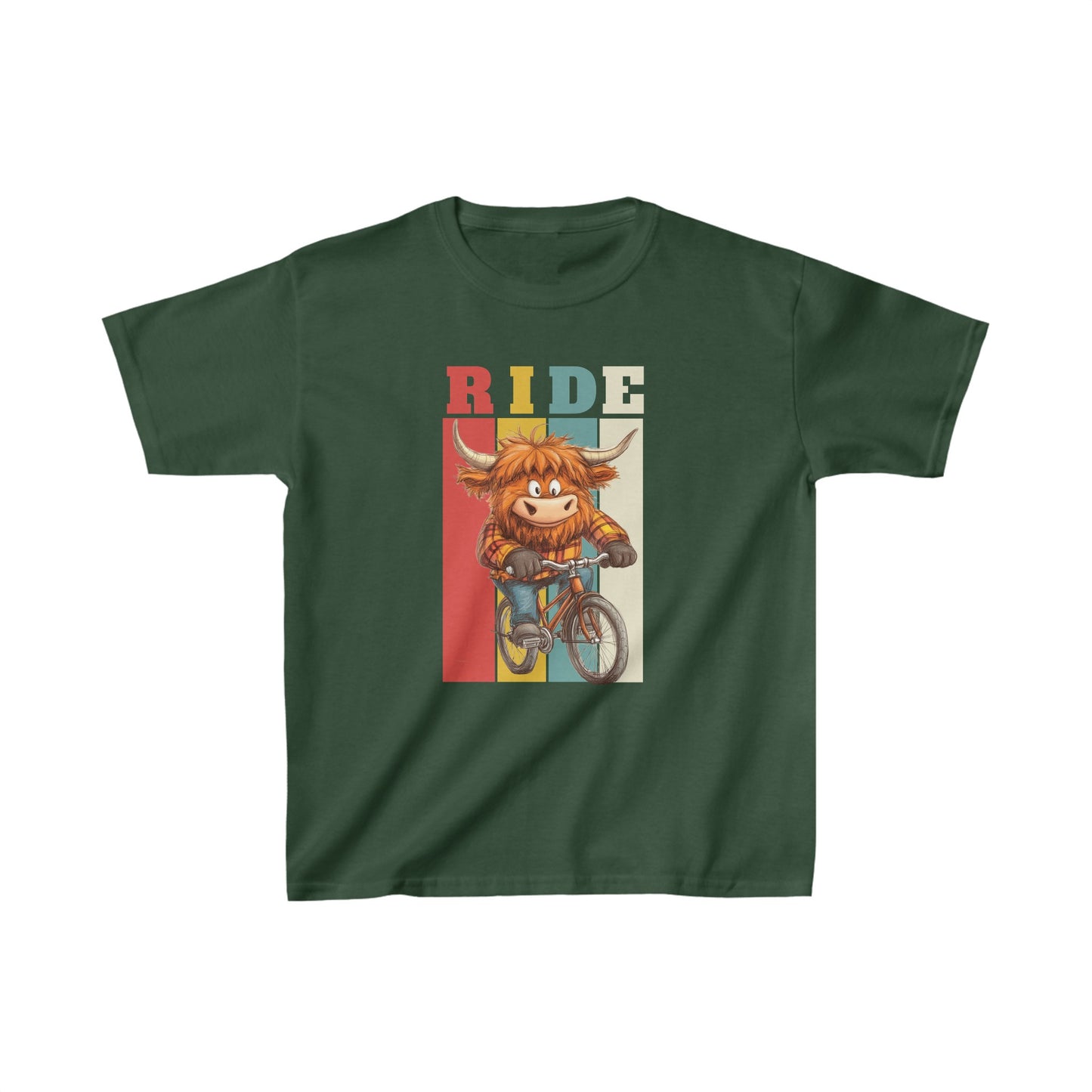 "RIDE" Cow on Bicycle Kids Tee