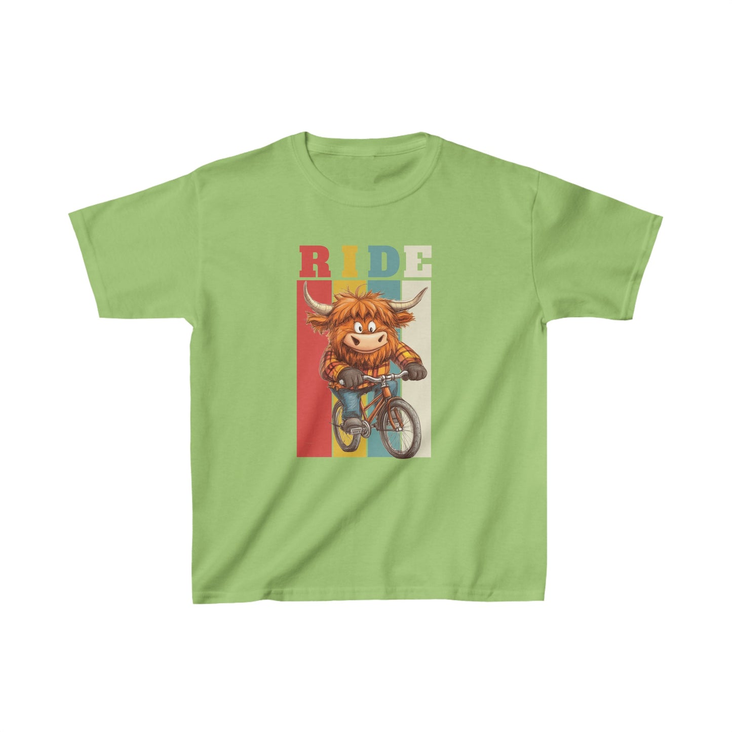 "RIDE" Cow on Bicycle Kids Tee