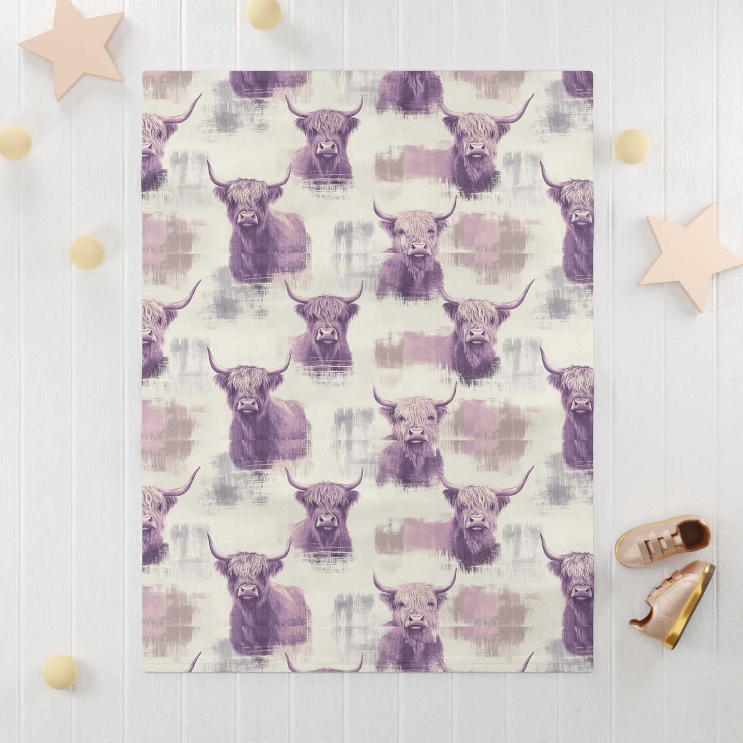 "Pastel Cow" Soft Fleece Baby Blanket